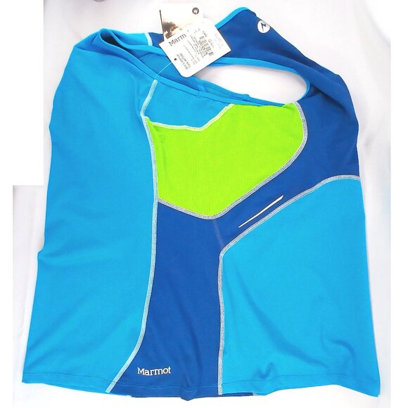 Marmot Blue Green Interval Tank Top Race Back Build-In Bra - Picture 4 of 10